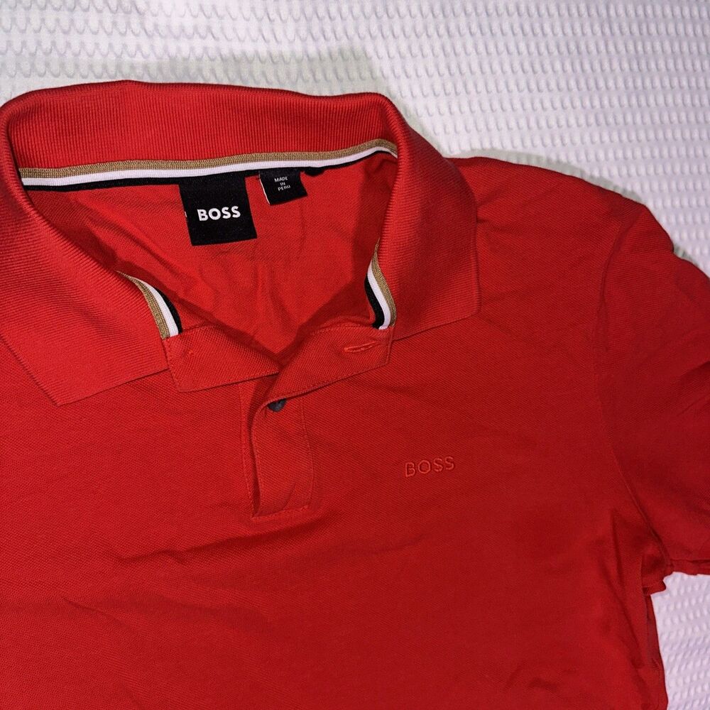 Hugo Boss Polo Shirt Men's small Red Slim Fit Golf Outdoor logo